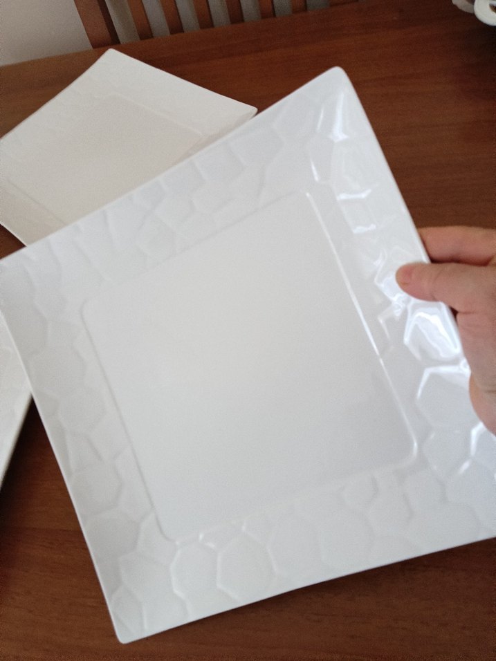 Beyaz Kare Tabak  servıs tabagı 3 adet - Görsel 4