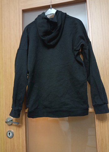 M beden Siyah Kapüşonlu Sweatshirt - Görsel 2