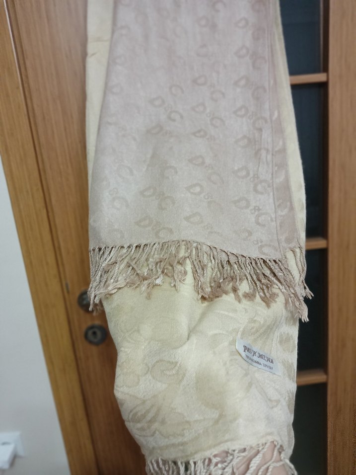 Bej Drapeli Kadın Şal - Görsel 3