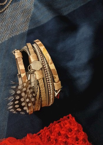 Renkli Boncuklu Bohem Kız Aksesuar Seti - Görsel 2