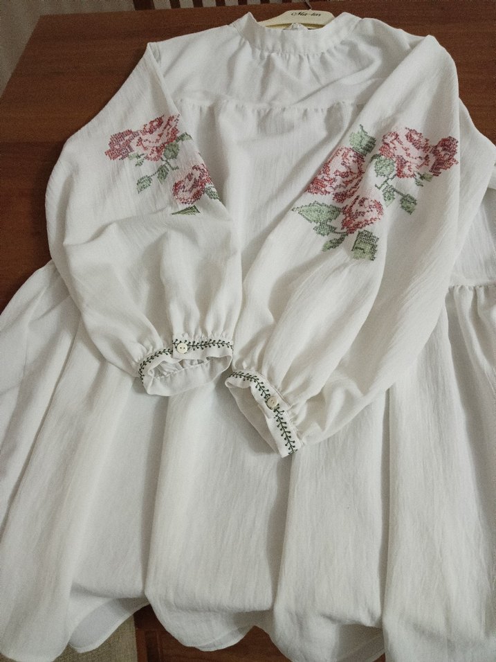 Nakışlı Beyaz Uzun Kollu Bohem Tunik LC waikiki 44 beden - Görsel 4