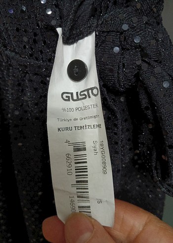 Gusto  S beden Siyah Parlak Uzun Kadın Tulum - Görsel 9