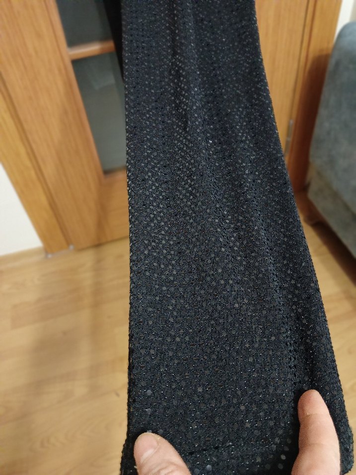 Gusto  S beden Siyah Parlak Uzun Kadın Tulum - Görsel 4