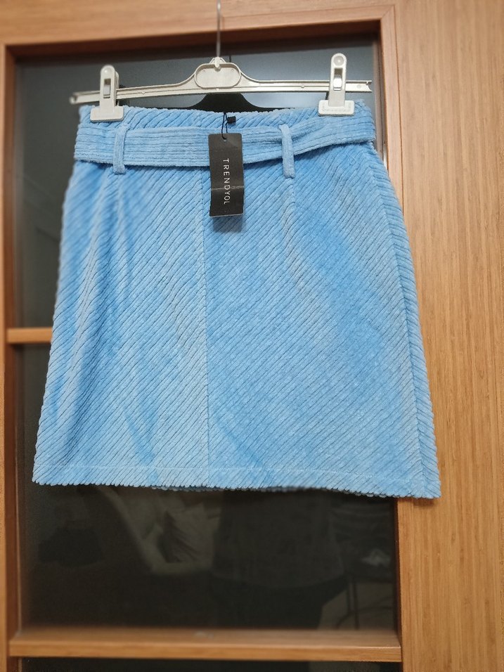 Trendyol 34 beden Mavi Kemerli Mini  Etek - Görsel 3