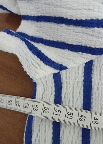 LC waikiki XXL Mavi Çizgili V Yaka elbise - Görsel 6