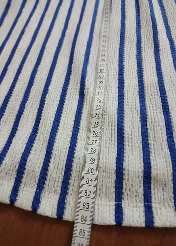 LC waikiki XXL Mavi Çizgili V Yaka elbise - Görsel 7