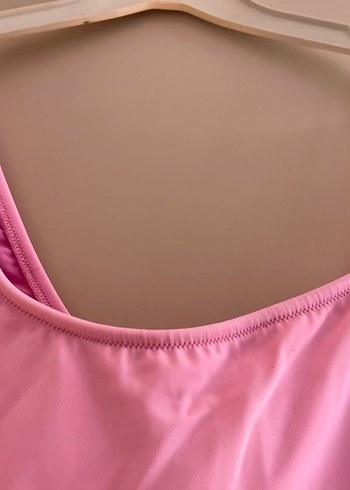 Pembe Midi Kadın Mayo, Kolsuz, Sade - Görsel 2