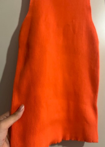Turuncu Kısa Örgü Kadın crop - Görsel 3