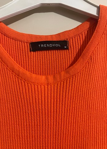 Turuncu Kısa Örgü Kadın crop - Görsel 2