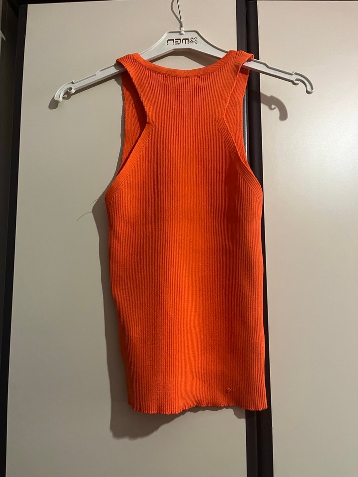 Turuncu Kısa Örgü Kadın crop - Görsel 4