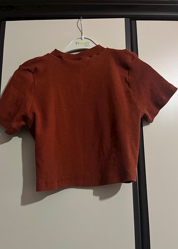 Kadın Koyu Kahverengi Kısa Kollu Tişört - Görsel 3