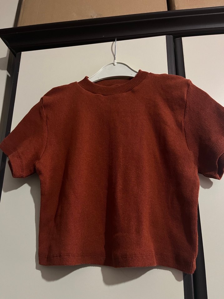 Kadın Koyu Kahverengi Kısa Kollu Tişört - Görsel 2