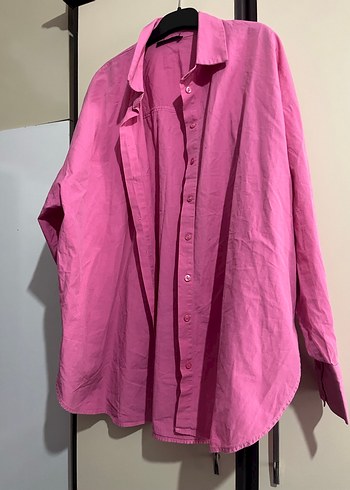 Pembe Keten Kadın Gömlek - Görsel 2