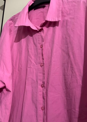 Pembe Keten Kadın Gömlek - Görsel 4