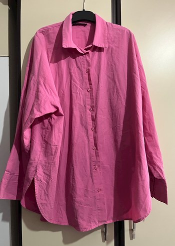 Pembe Keten Kadın Gömlek - Görsel 3