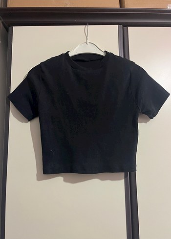 Siyah Kadın Kısa Kollu Basic Tişört - Görsel 2