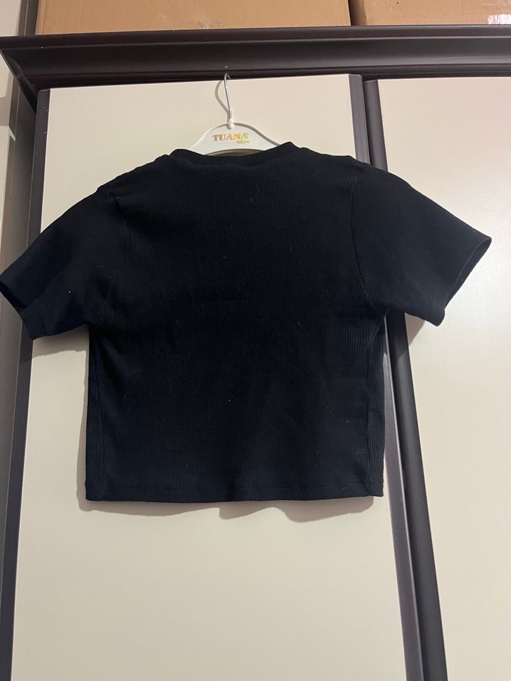 Siyah Kadın Kısa Kollu Basic Tişört - Görsel 4