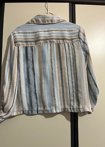 Bohem Uzun Kollu Düğmeli Mini Gömlek - Görsel 5