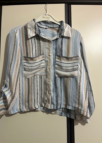 Bohem Uzun Kollu Düğmeli Mini Gömlek - Görsel 3