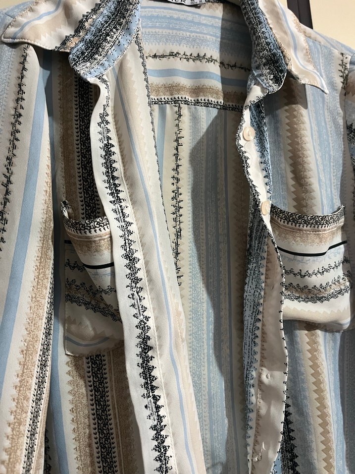 Bohem Uzun Kollu Düğmeli Mini Gömlek - Görsel 2