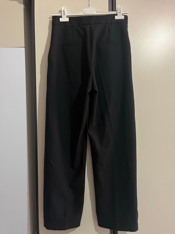 Siyah Kadın Kumaş Pantolon Midi Boy - Görsel 5