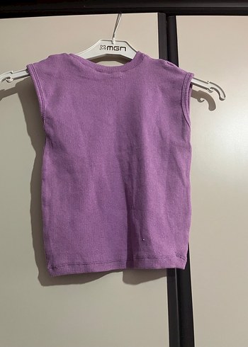 Kızlar için Mor Kolsuz Basic Keten crop/t-shirt - Görsel 4