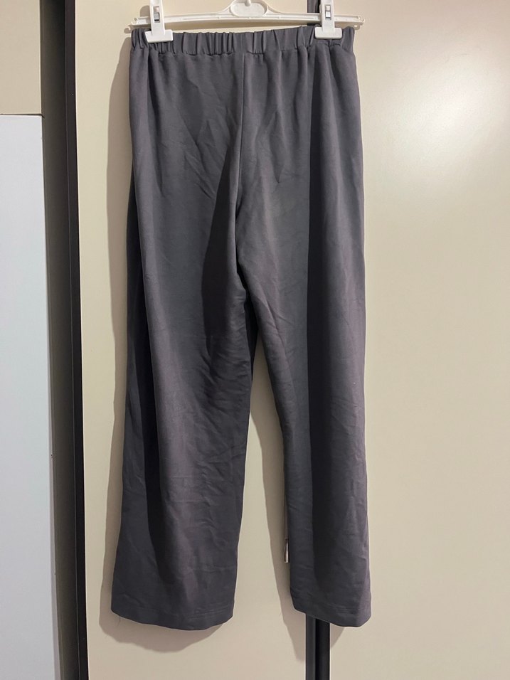 Gri Kadın Keten Piliseli Rahat Pantolon - Görsel 3