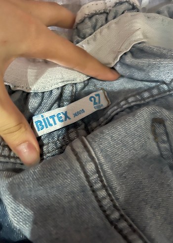 Kadın Mavi Denim Bol Kesim Kemerli Pantolon - Görsel 5