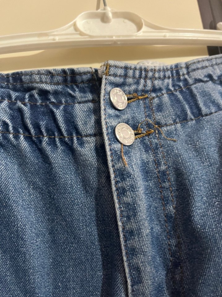 Kadın Mavi Denim Bol Kesim Kemerli Pantolon - Görsel 3