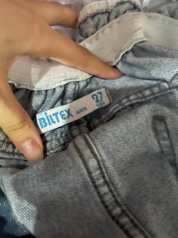 Kadın Mavi Denim Bol Kesim Kemerli Pantolon - Görsel 5