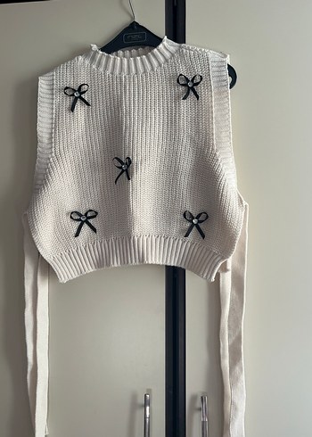 Kadın Beyaz Nakışlı Triko Süveter - Görsel 2