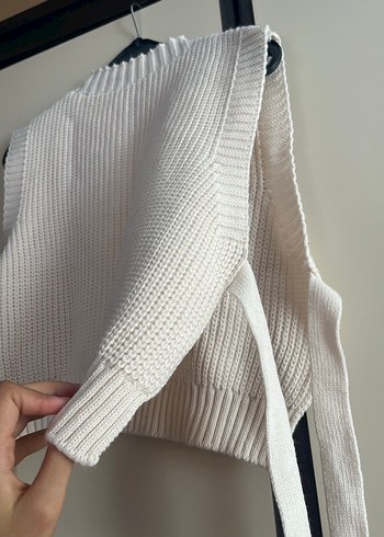 Kadın Beyaz Nakışlı Triko Süveter - Görsel 7