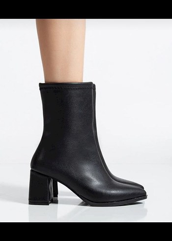 Siyah Deri Stiletto Topuklu Kadın Bot - Görsel 3