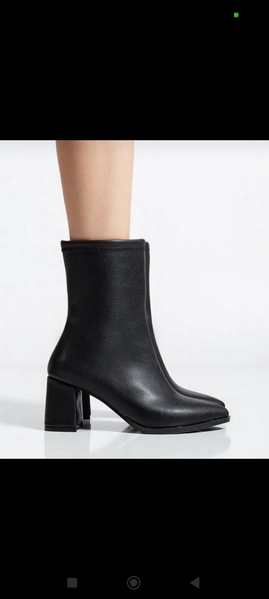 Siyah Deri Stiletto Topuklu Kadın Bot - Görsel 3