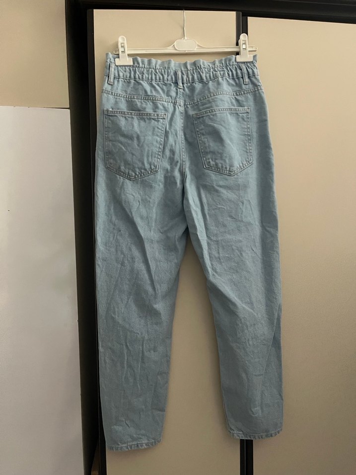 Pastel Mavi Rahat Kesim Kadın Kot Pantolon - Görsel 4