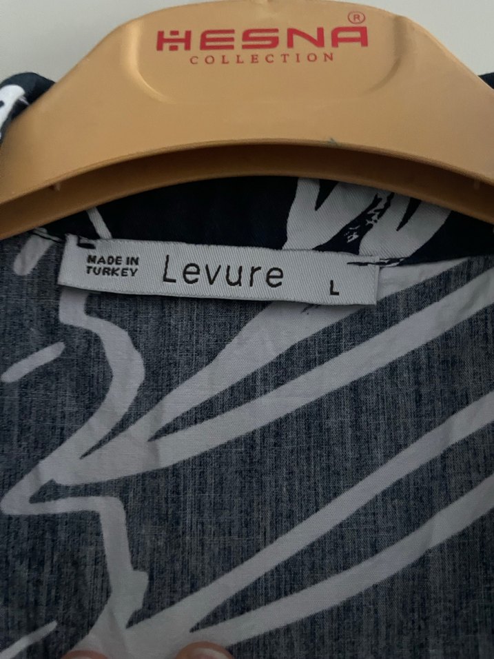 Desenli Kısa Kollu Siyah Mini Gömlek - Görsel 3