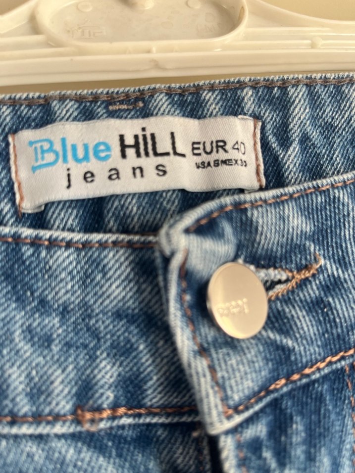 Mavi Bol Kesim Midi Kot Pantolon - Görsel 2