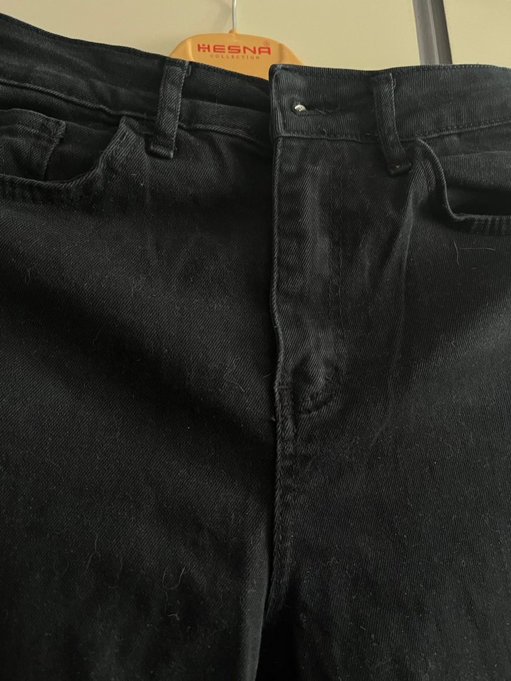 Siyah Keten Midi Kadın Pantolon - Görsel 3