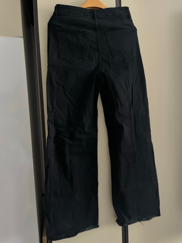 Siyah Keten Midi Kadın Pantolon - Görsel 5