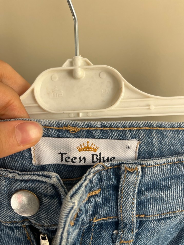 Düğmeli Mavi Midi Boy Bol Kesim Kadın Kot Pantolon - Görsel 3