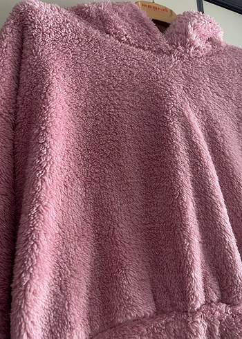 Pembe Peluş Kız Sweatshirt - Görsel 2