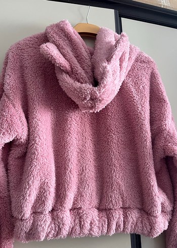 Pembe Peluş Kız Sweatshirt - Görsel 3