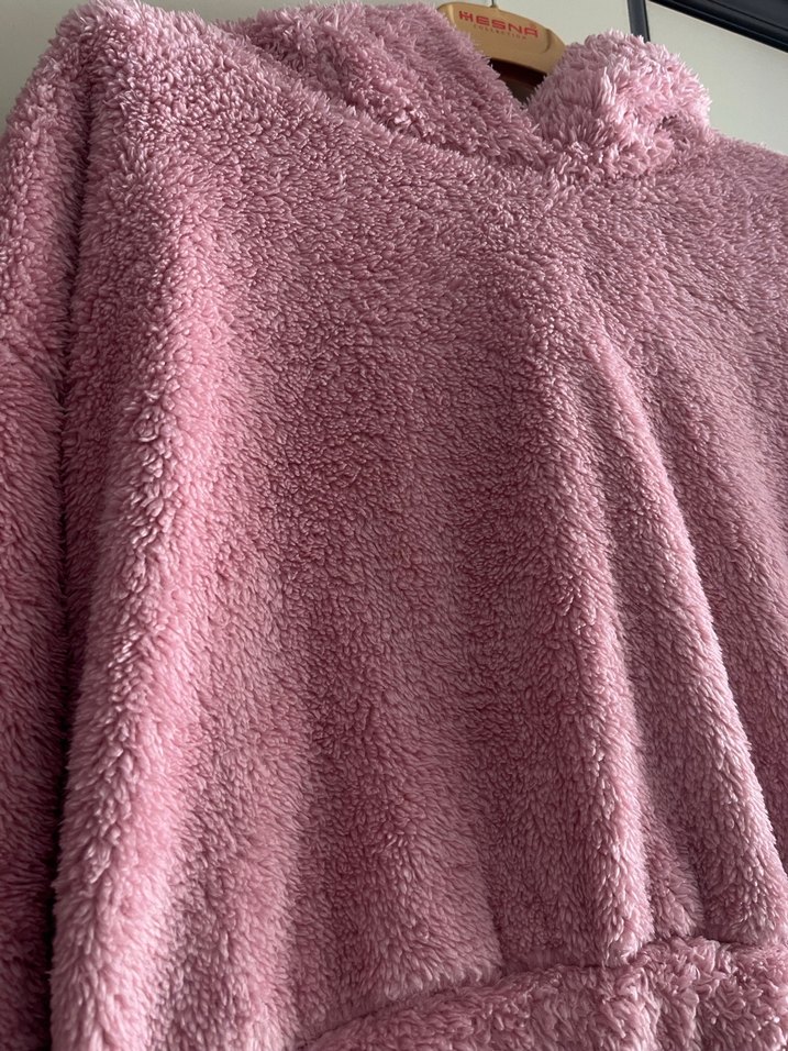 Pembe Peluş Kız Sweatshirt - Görsel 2
