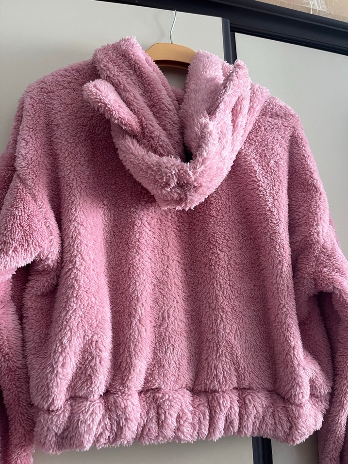 Pembe Peluş Kız Sweatshirt - Görsel 3