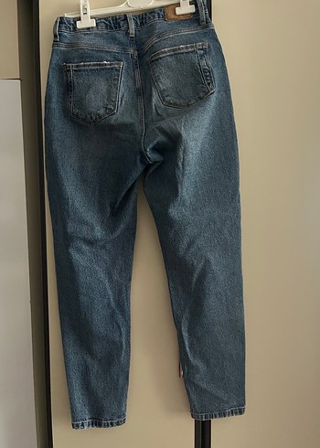 Gevşek Kesim, Tokalı Mavi Kadın Kot Pantolon - Görsel 3