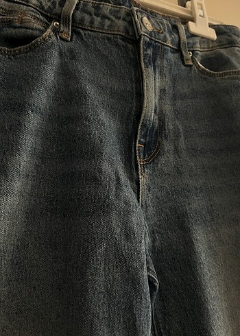 Gevşek Kesim, Tokalı Mavi Kadın Kot Pantolon - Görsel 2