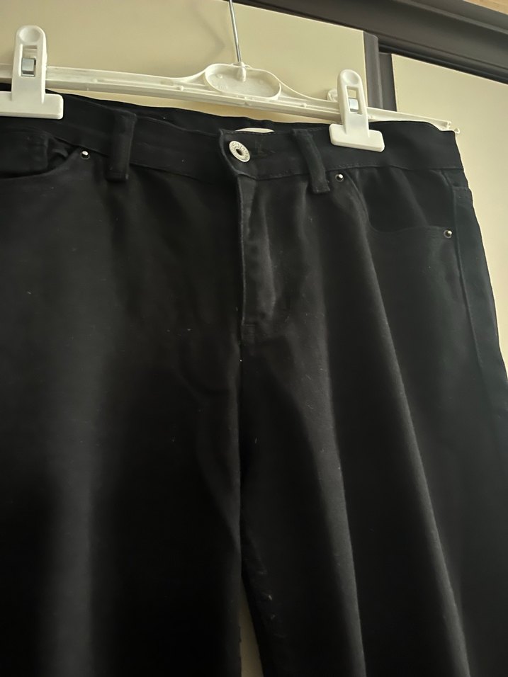 Siyah Midi Kadın Denim Pantolon - Görsel 2