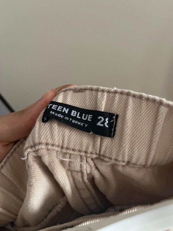 Bej Midi Keten Rahat Kesim Kadın Pantolon - Görsel 4