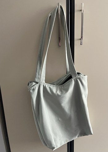 Su yeşili Keten Kumaş Kadın Çanta - Görsel 4