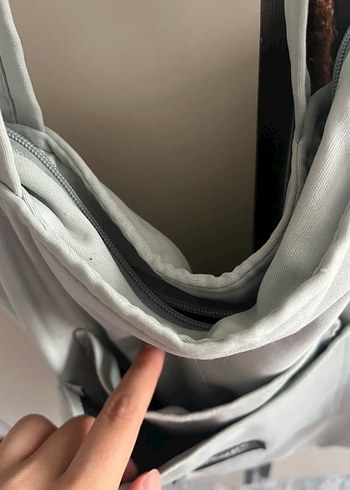 Su yeşili Keten Kumaş Kadın Çanta - Görsel 3